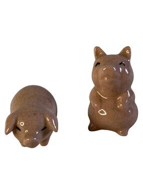 Hagan Renaker Vintage 1960s Pink Porcelain Pig Figurines 1.25" Pair Collectibles